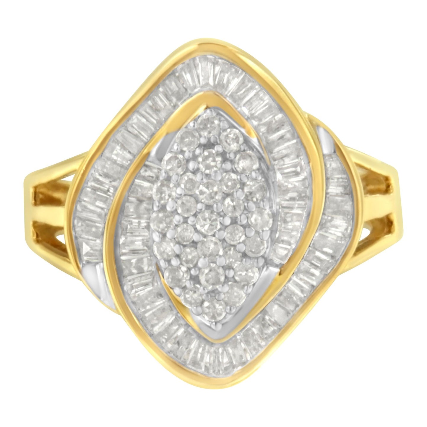 10K Yellow Gold Diamond Cluster Ring (3/4 Cttw, J-K Color, I2-I3