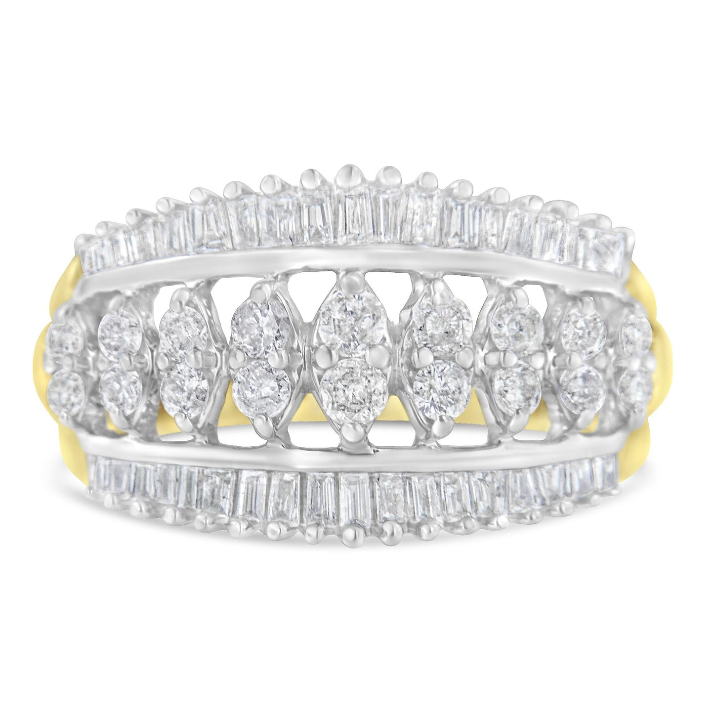 10KT Two-Tone Gold Diamond Cluster Band (1 cttw, I-J Color, I1-I2