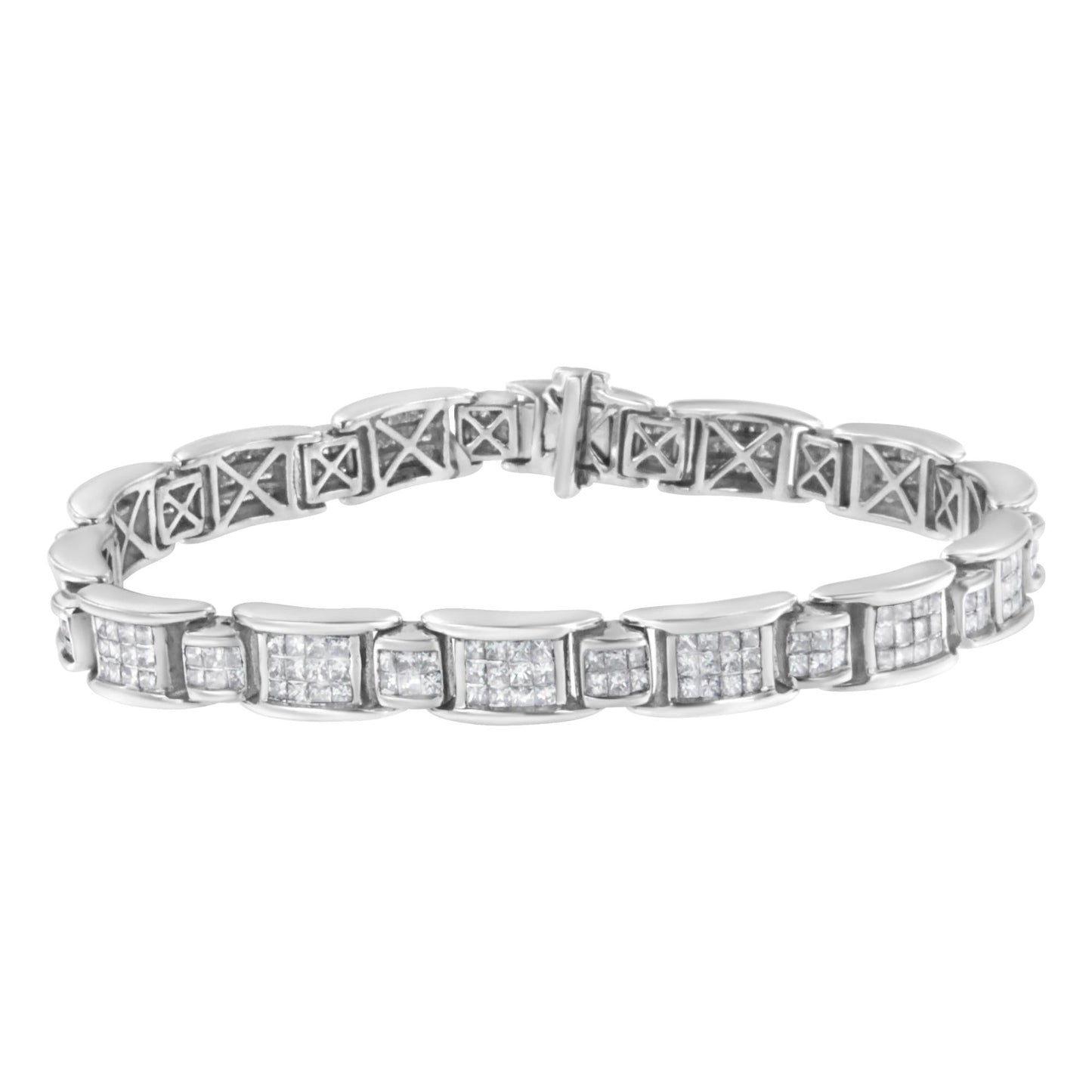 14K White Gold 5.0 Cttw Princess-Cut Diamond Rectangular Alternating