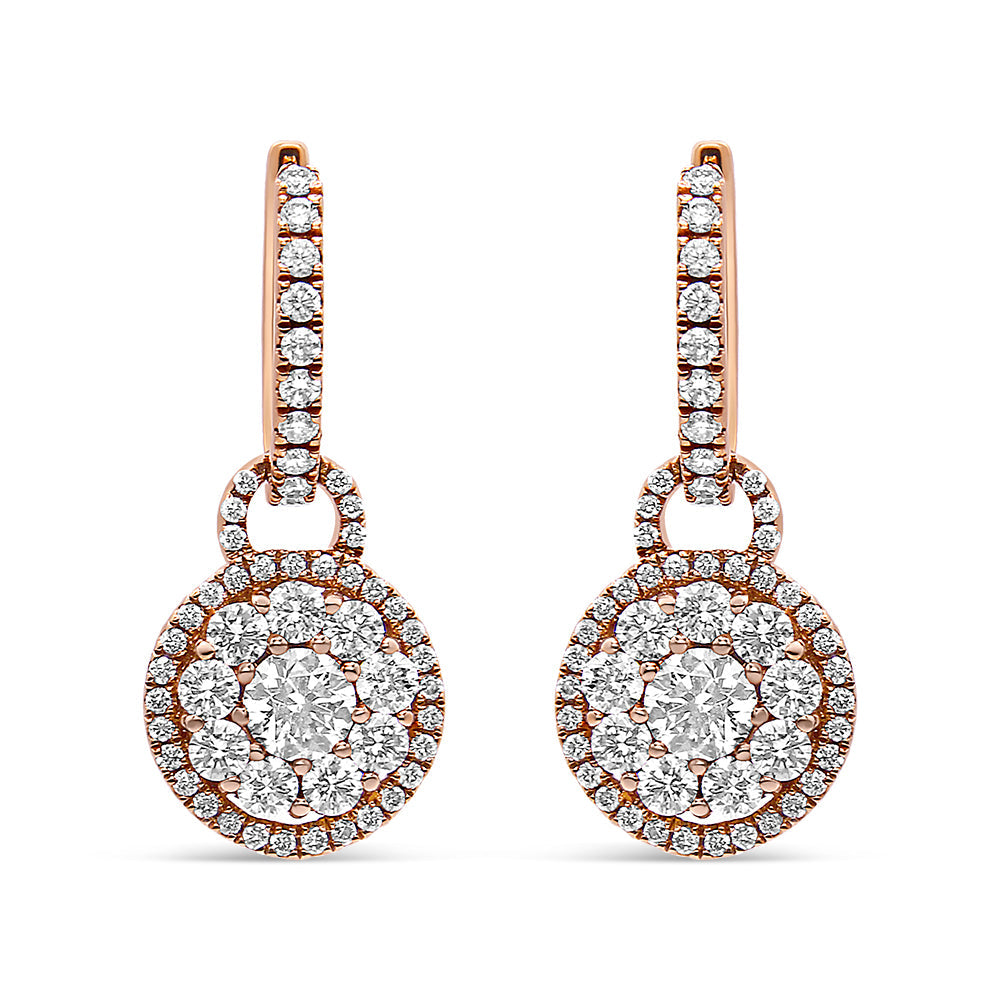 18K Rose Gold 1 1/2 Cttw Round Shaped Diamond Composite Drop and