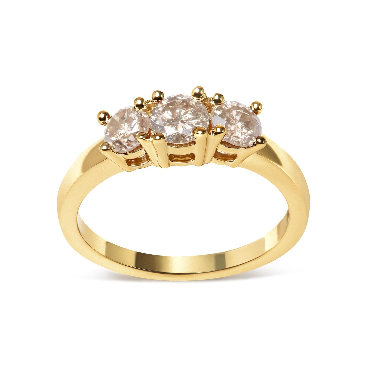 10K Yellow Gold 1.00 Cttw Champagne Diamond 3-Stone Band Ring (J-K