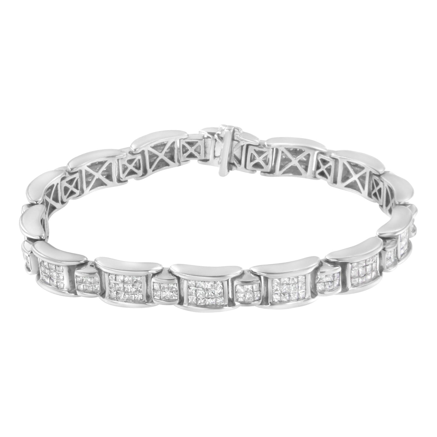 14K White Gold 5.0 Cttw Princess-Cut Diamond Rectangular Alternating