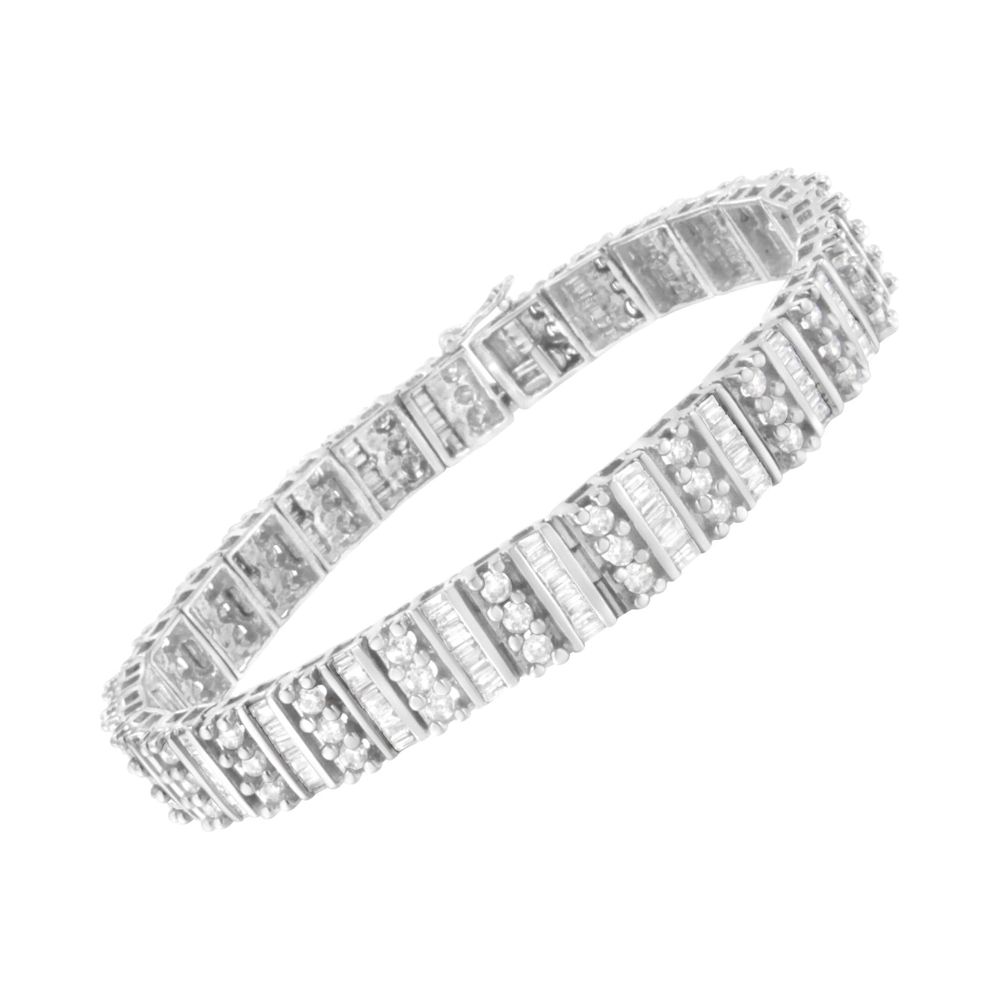 14K White Gold 4 7/8 cttw Baguette & Round Brilliant-Cut Diamond