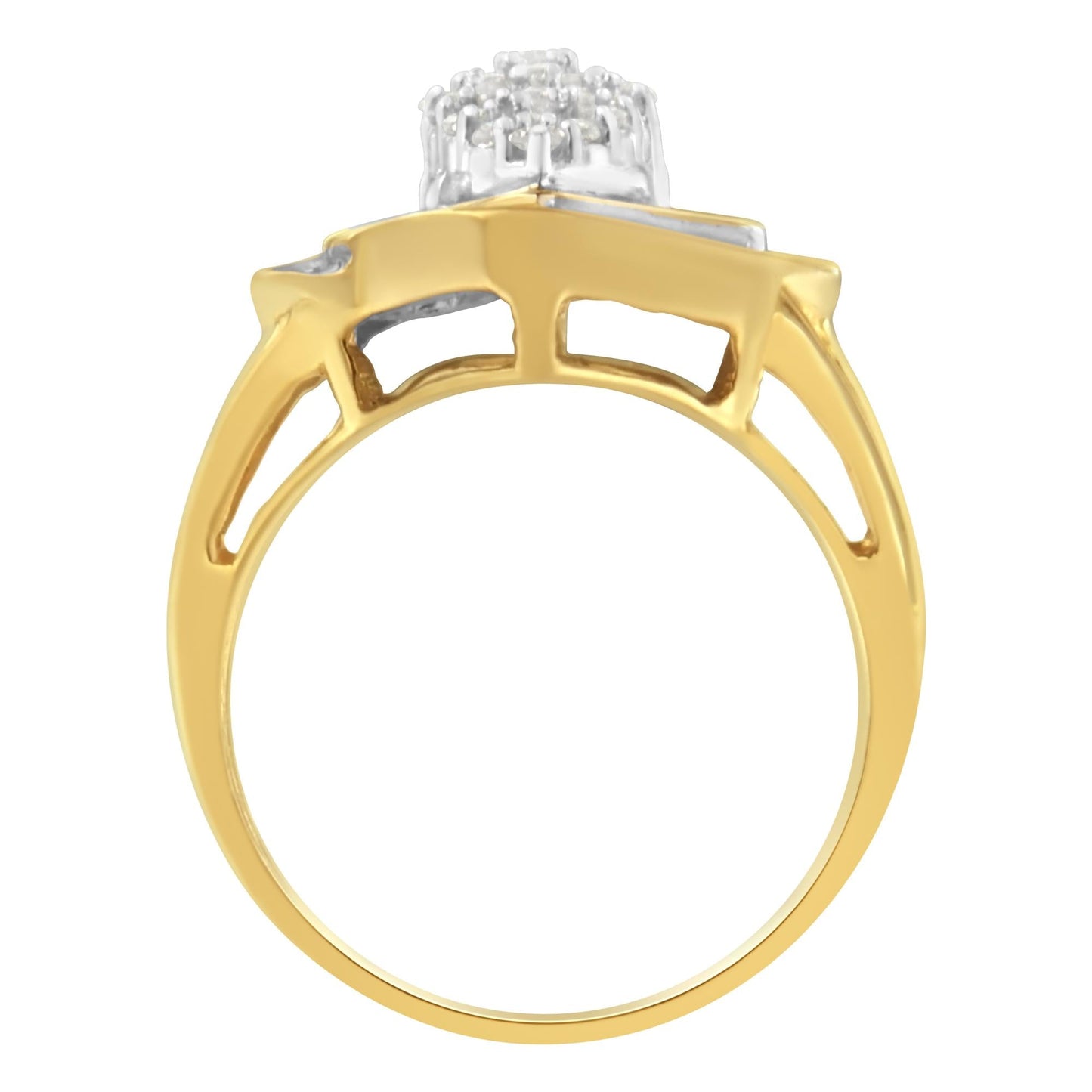 10K Yellow Gold Diamond Cluster Ring (3/4 Cttw, J-K Color, I2-I3