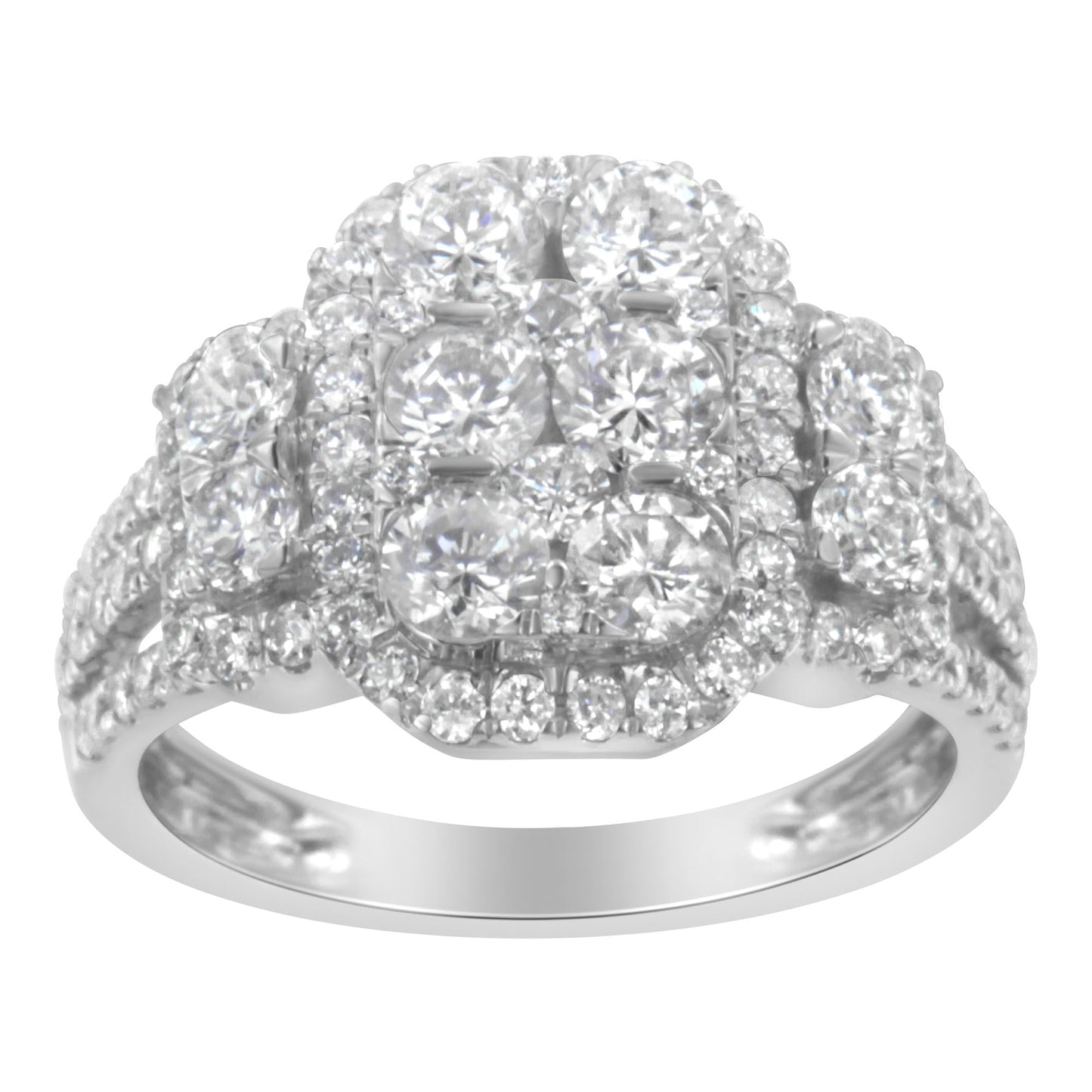 14K White Gold 2 1/4 Cttw Diamond Cocktail Cluster Ring G-H Color