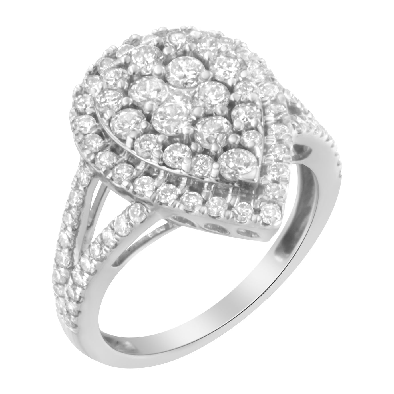 .925 Sterling Silver Diamond Cluster Ring (1 1/2 Cttw, H-I Color,