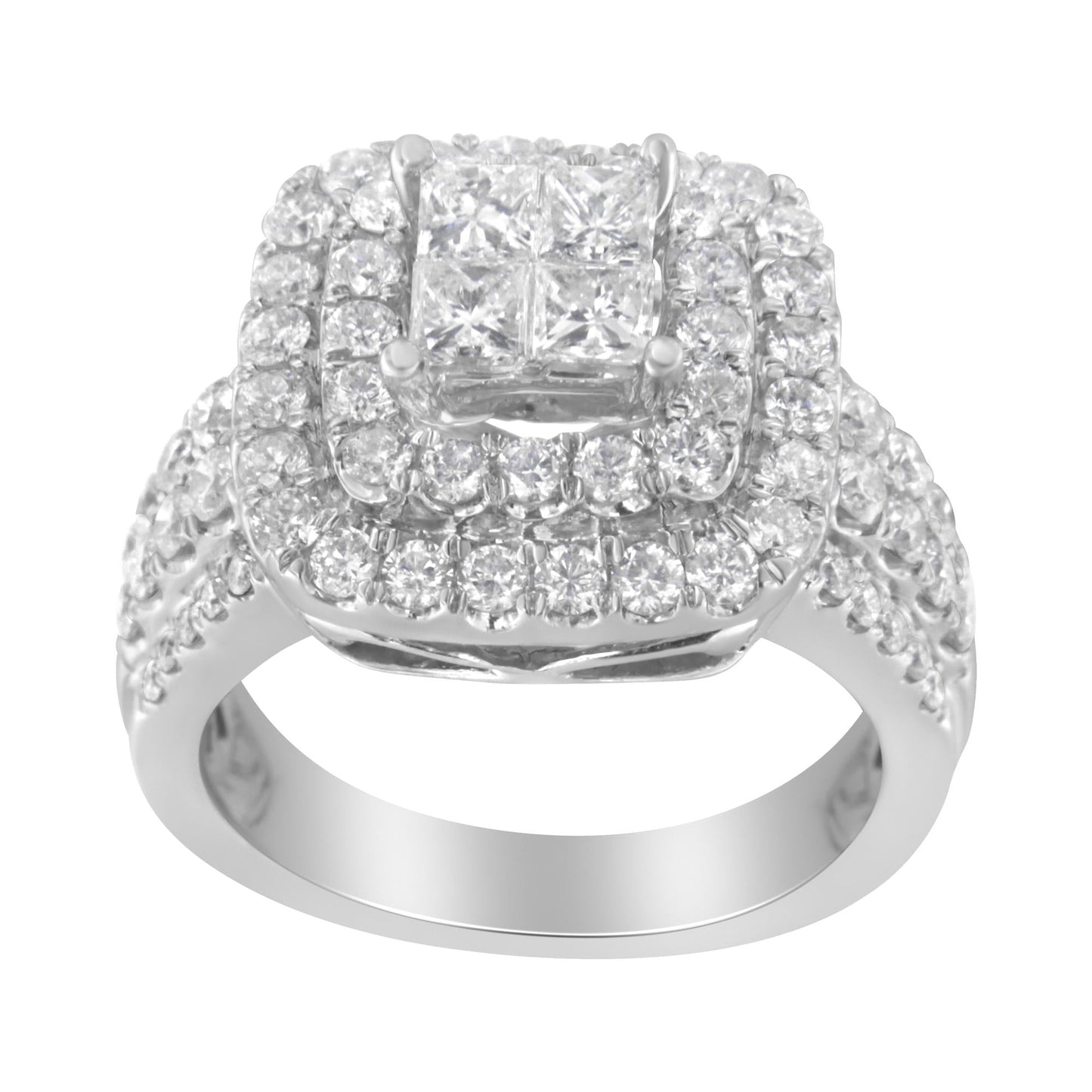 14KT White Gold Round and Princess Diamond Ring (2 1/4 cttw, H-I