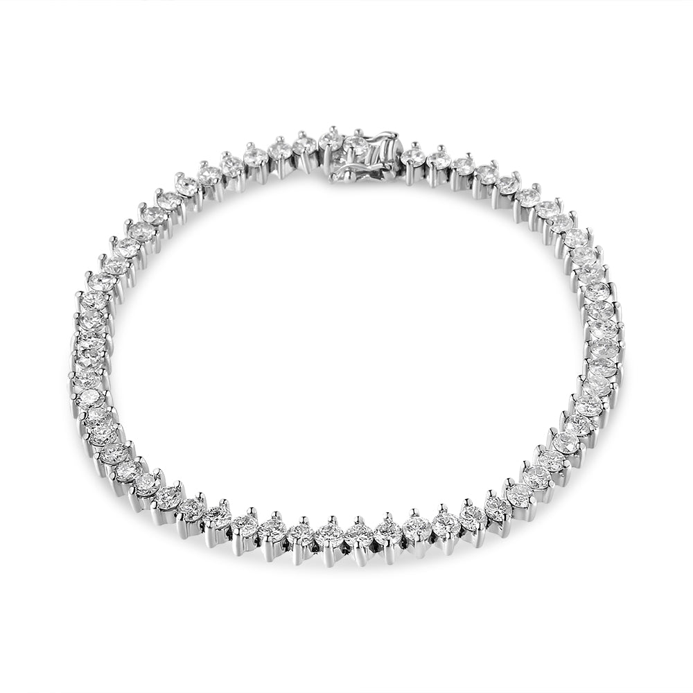 14K White Gold 5 1/2 Cttw Round Diamond 2-Prong Tennis Bracelet (H-I