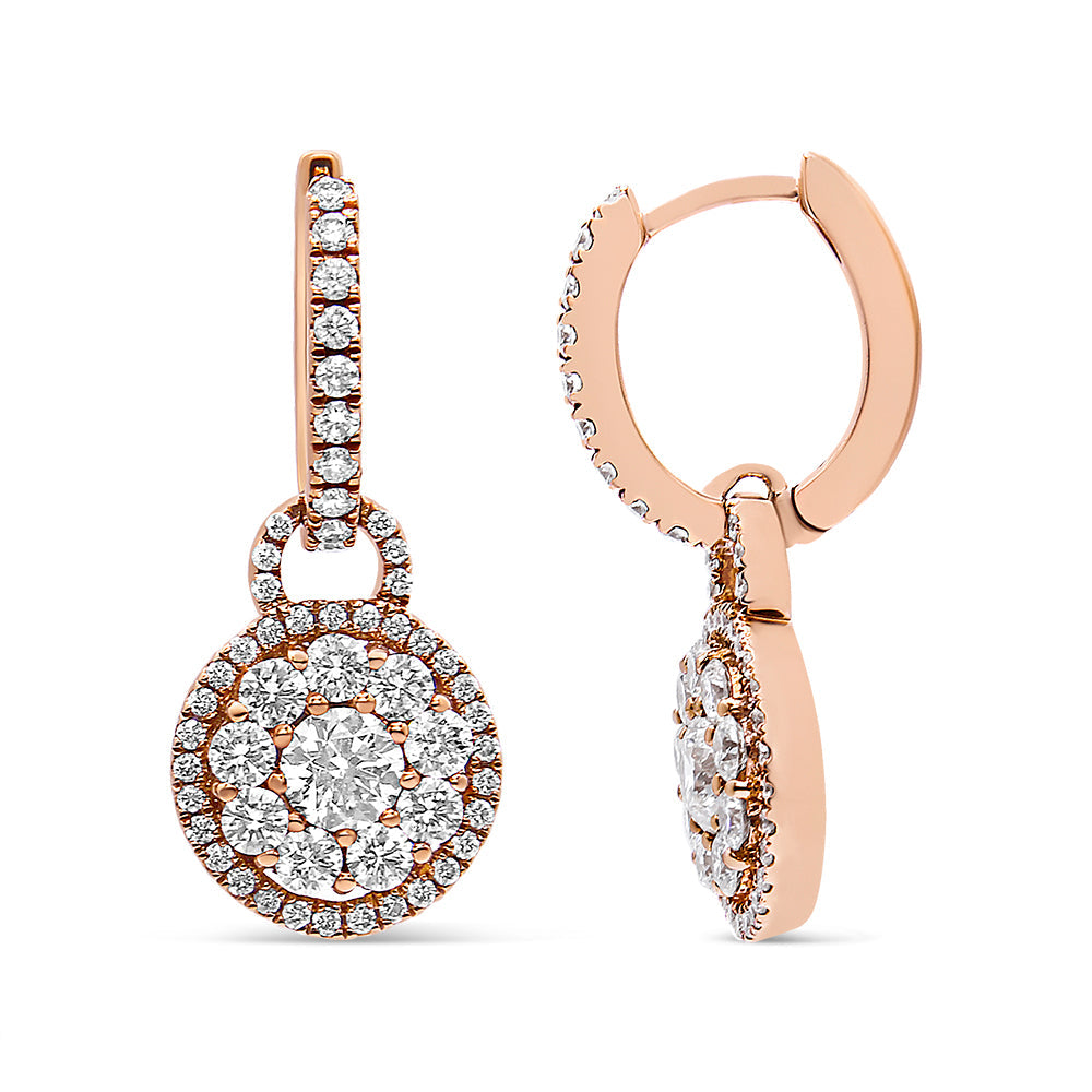 18K Rose Gold 1 1/2 Cttw Round Shaped Diamond Composite Drop and