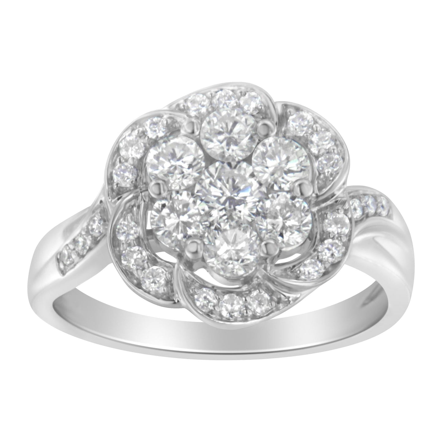 14K White Gold Floral Cluster Diamond Ring (1 Cttw, H-I Color, SI2-I1