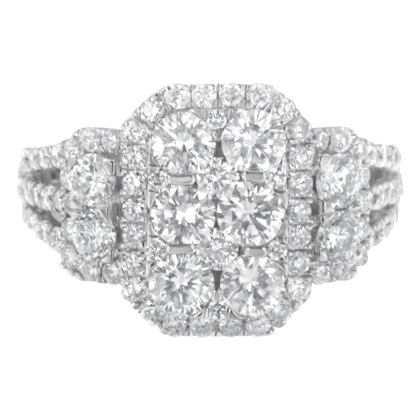 14K White Gold 2 1/4 Cttw Diamond Cocktail Cluster Ring G-H Color