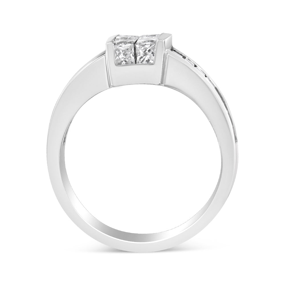 14K White Gold 2 3/4 Cttw Invisible-Set Princess and Channel-Set