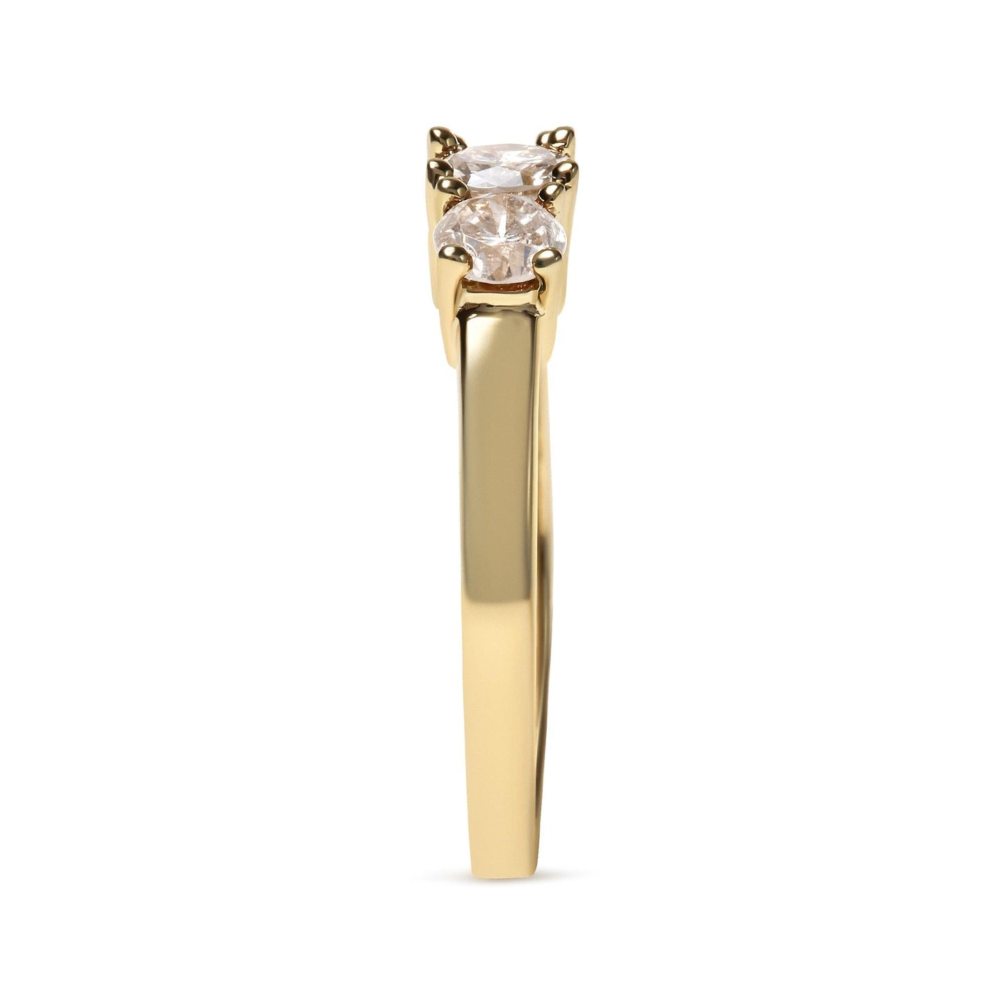 10K Yellow Gold 1.00 Cttw Champagne Diamond 3-Stone Band Ring (J-K