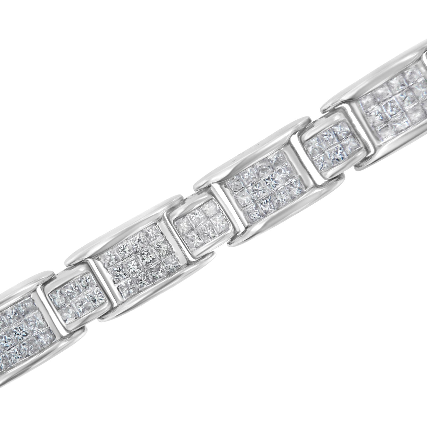 14K White Gold 5.0 Cttw Princess-Cut Diamond Rectangular Alternating