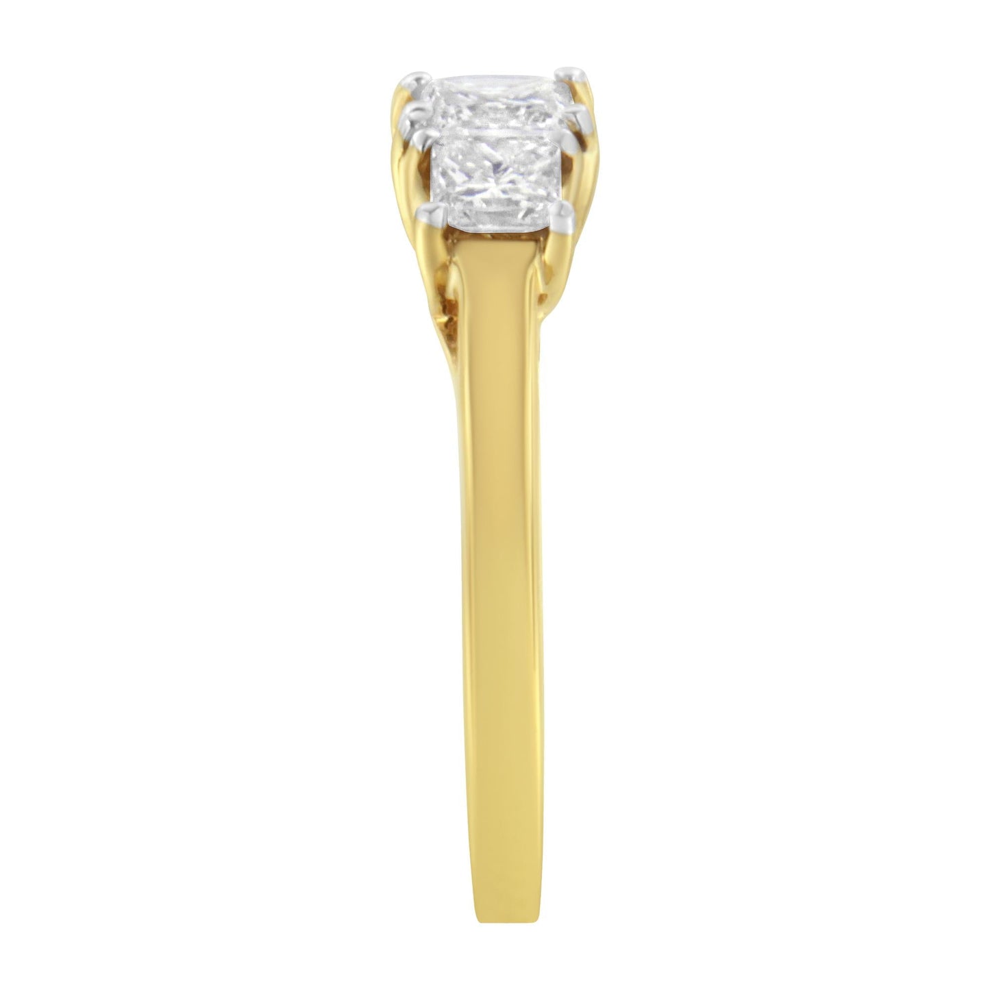 10K Yellow Gold Princess-Cut Diamond Three Stone Band Ring (1 Cttw,