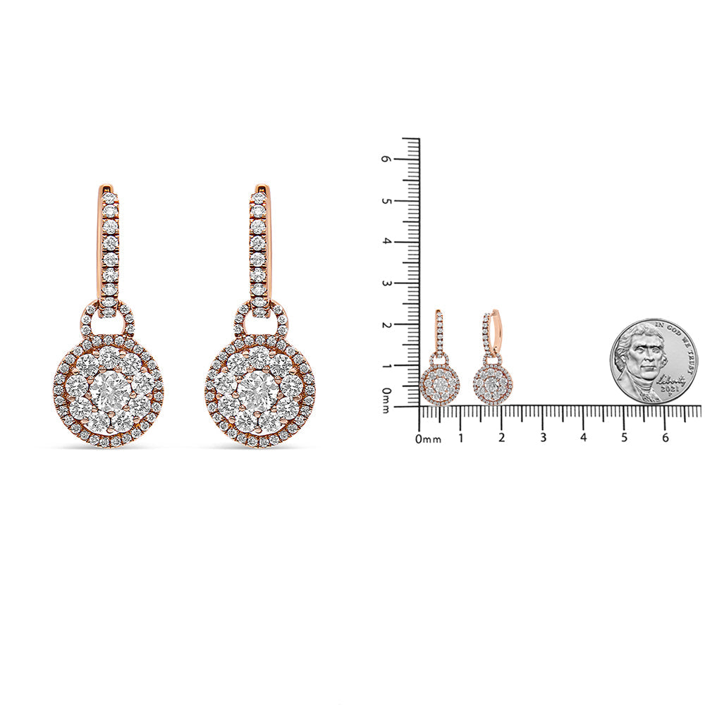 18K Rose Gold 1 1/2 Cttw Round Shaped Diamond Composite Drop and