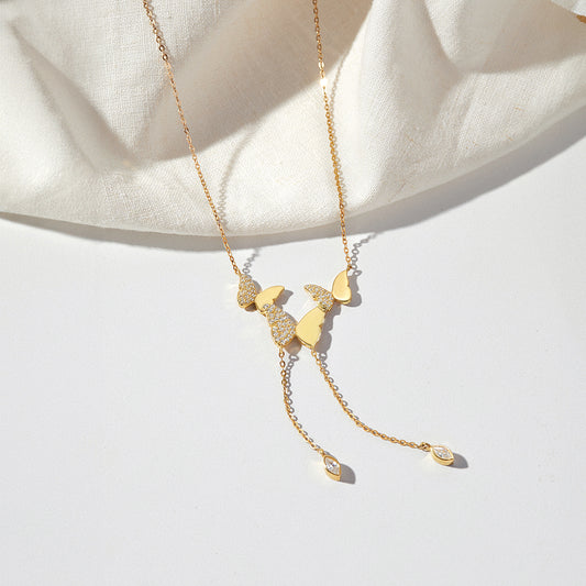 Butterfly Pendant Necklace, Lariat Necklace, Butterfly Jewelry