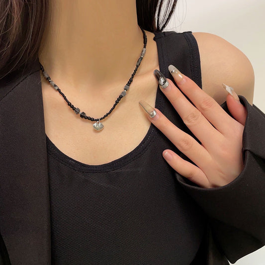 New Chinese Style National Style Natural Stone Beaded Necklace Designed By Female Minority Retro Clavicle Cool New Ethnic Style Jewelry