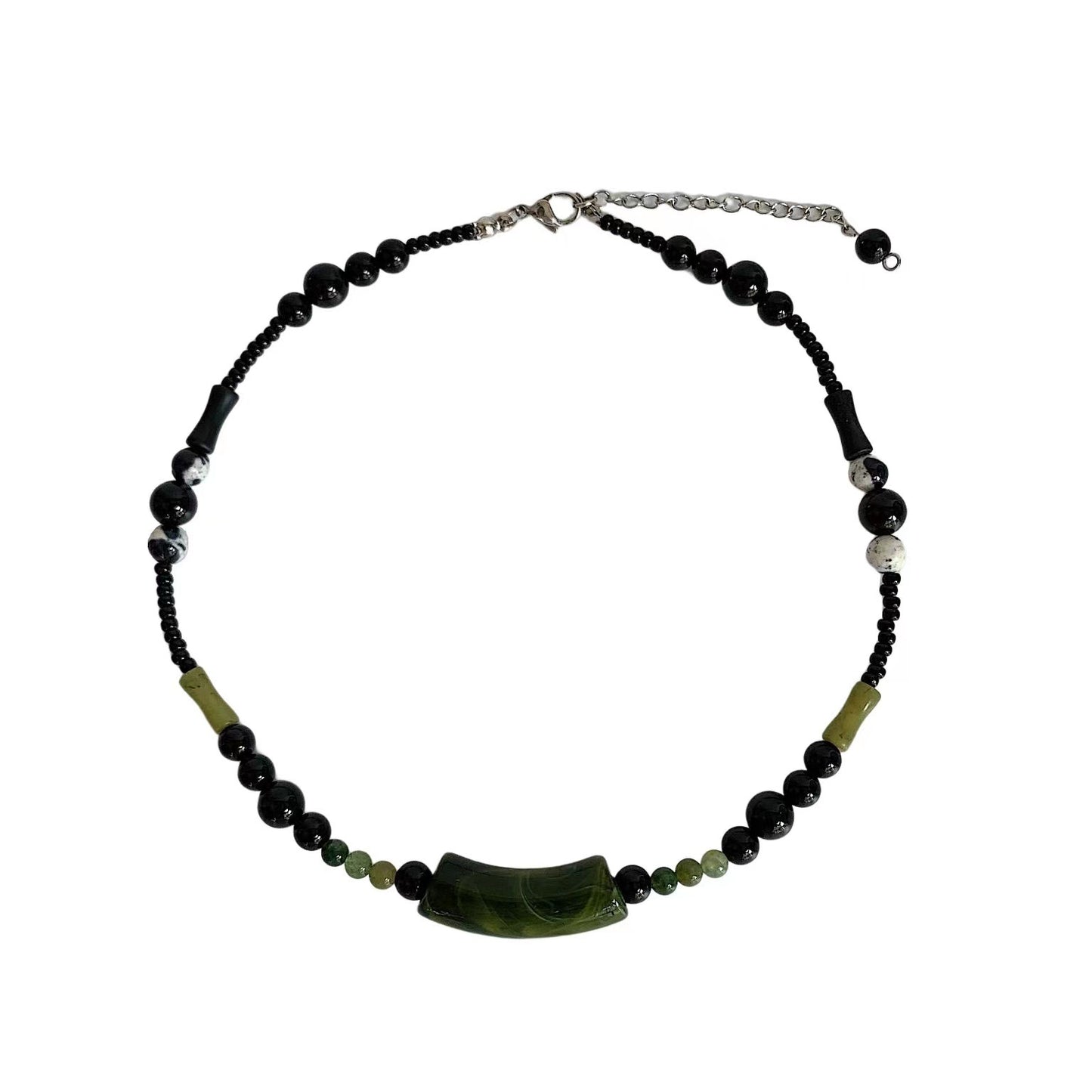 New Chinese Style National Style Natural Stone Beaded Necklace Designed By Female Minority Retro Clavicle Cool New Ethnic Style Jewelry