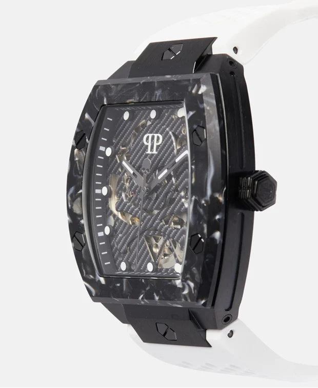 Philipp Plein automatic watch Colour Black. Wristband colour: white & red