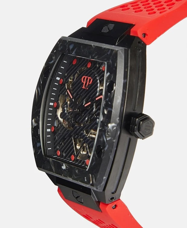 Philipp Plein automatic watch Colour Black. Wristband colour: white & red