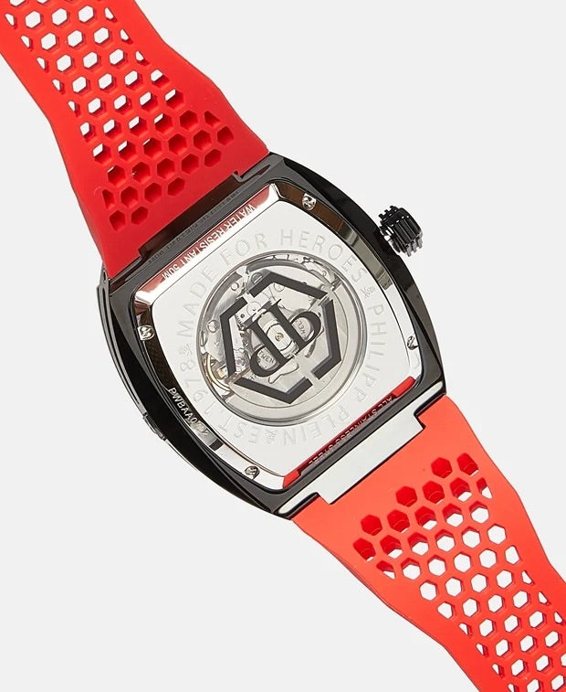 Philipp Plein automatic watch Colour Black. Wristband colour: white & red